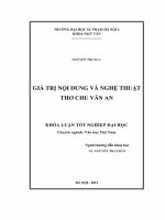 Khoá luận tốt nghiệp giá trị nội dung và nghệ thuật thơ chu văn an