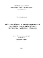phân tích kết quả hoạt động kinh doanh tại công ty trách nhiệm hữu hạn thương mại và sản xuất cửu long