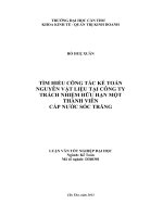 tìm hiểu công tác kế toán nguyên vật liệu tại công ty trách nhiệm hữu hạn một thành viên cấp nước sóc trăng
