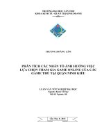 phân tích các nhân tố ảnh hưởng việc lựa chọn tham gia game online của các game thủ tại quận ninh kiều