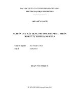 NGHIÊN cứu xây DỰNG PHưƠNG PHÁP điều KHIỂN ROBOT tự HÀNH DẠNG CHÂN