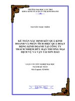 kế toán xác định kết quả kinh doanh và phân tích hiệu quả hoạt động kinh doanh tại công ty trách nhiệm hữu hạn thương mại dịch vụ và vận tải sơn hảo