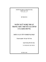 Khoá luận tốt nghiệp ngôn ngữ nghệ thuật trong tiểu thuyết gia đình của khái hưng