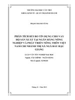phân tích rủi ro tín dụng cho vay hộ sản xuất tại ngân hàng nông nghiệp và phát triển nông thôn việt nam chi nhánh thị xã ngã bảy hậu giang