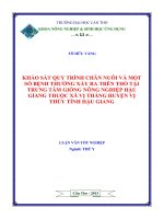 khảo sát quy trình chăn nuôi và một số bệnh thường xảy ra trên thỏ tại trung tâm giống nông nghiệp hậu giang thuộc xã vị thắng huyện vị thủy tỉnh hậu giang