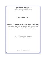 Phân tích thực trạng việc làm và các yếu tố ảnh hưởng đến thu nhập của hộ gia đình trên địa bàn khu vực nông thôn thành phố bến tre 