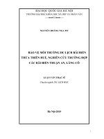 Bảo vệ môi trường du lịch bãi biển thừa thiên huế , nghiên cứu trường hợp các bãi biển thuận an, lăng cô 