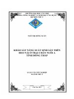 khảo sát năng suất sinh sản trên heo nái ở trại chăn nuôi a tỉnh đồng tháp