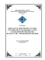 khảo sát sự sinh trưởng của heo con theo mẹ từ sơ sinh đến cai sữa tại trại heo bùi thanh sang huyện củ chi – thành phố hồ chí minh