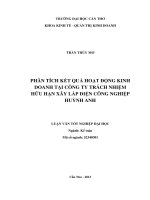 phân tích kết quả hoạt động kinh doanh tại công ty trách nhiệm hữu hạn xây lắp điện công nghiệp huỳnh anh