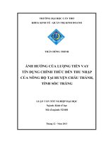 ảnh hưởng của lượng tiền vay tín dụng chính thức đến thu nhập của nông hộ tại huyện châu thành, tỉnh sóc trăng