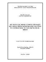 kế toán xác định và phân tích kết quả hoạt động kinh doanh tại công ty cổ phần đầu tư xây dựng số 10 – idico