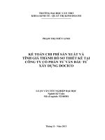 kế toán chi phí sản xuất và tính giá thành hồ sơ thiết kế tại công ty cổ phần tư vấn đầu tư xây dựng docico