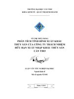 phân tích tình hình xuất khẩu thủy sản của công ty trách nhiệm hữu hạn xuất nhập khẩu thủy sản cần thơ