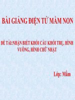 Bài giảng điện tử mầm non lớp Mầm đề tài Nhận biết khối cầu khối trụ, hình vuông, hình chữ nhật