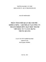 phân tích mối quan hệ chi phí – khối lượng – lợi nhuận tại công ty trách nhiệm hữu hạn một thành viên đầu tư và xây dựng trung quang