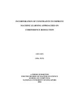 Incorporation of constraints to improve machine learning approaches on coreference resolution