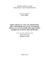 phân tích các yếu tố ảnh hưởng đến tình hình sản xuất sản phẩm mùng của làng nghề tiểu thủ công nghiệp may mùng mền bình hòa