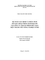 kế toán xác định và phân tích kết quả hoạt động kinh doanh tại công ty trách nhiệm hữu hạn một thành viên nông nghiệp cờ đỏ