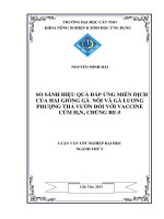 so sánh hiệu quả đáp ứng miễn dịch của hai giống gà nòi và gà lương phượng thả vườn đối với vaccine cúm h5n1 chủng re5