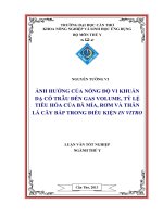ảnh hưởng của nồng độ vi khuẩn dạ cỏ trâu đến gas volume, tỷ lệ tiêu hóa của bã mía, rơm và thân lá cây bắp trong điều kiện in vitro