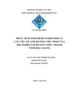 phân tích tình hình nghèo đói và các yếu tố ảnh hưởng thu nhập của hộ nghèo tại huyện châu thành tỉnh hậu giang