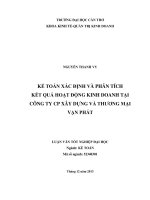 kế toán xác định và phân tích kết quả hoạt động kinh doanh tại công ty cp xây dựng và thương mại vạn phát