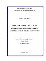 PHÂN TÍCH kết quả hoạt động KINH DOANH tai CÔNG TY cổ phần xuất nhập khẩu thủy sản an giang