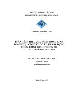 phân tích hiệu quả hoạt động kinh doanh tại công ty cổ phần xây dựng công trình giao thông 586 chi nhánh cần thơ