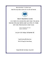 Các nhân tố ảnh hưởng đến việc ứng dụng thành công hệ thống ERP tại công ty TNHH MTV pneumatics (việt nam) 