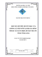 một số chỉ tiêu huyết học của giống gà nòi nuôi tại hộ gia đình thuộc xã xuân hiệp, huyện trà ôn tỉnh vĩnh long
