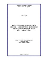 phân tích mối quan hệ giữa chi phí  khối lượng  lợi nhuận tại doanh nghiệp tư nhân tân thành công