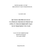 kế toán chi phí sản xuất và tính giá thành sản phẩm tại công ty trách nhiệm hữu hạn xuất nhập khẩu tây nam