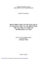 hoàn thiện công tác kế toán, quản lý vốn bằng tiền và các khoản phải thu tại công ty tnhh gas petrolimex cần thơ