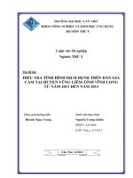 điều tra tình hình dịch bệnh trên đàn gia cầm tại huyện vũng liêm tỉnh vĩnh long từ năm 2011 đến năm 2013