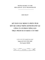 kế toán xác định và phân tích kết quả hoạt động kinh doanh tại công ty cổ phần nông sản thực phẩm xuất khẩu cần thơ