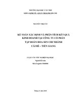 kế toán xác định và phân tích kết quả kinh doanh tại công ty cổ phần tập đoàn hoa sen chi nhánh cái bè – tiền giang