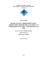 đánh giá quy trình kiểm toán khoản mục doanh thu tại công ty tnhh kiểm toán mỹ  chi nhánh cần thơ