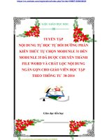 TUYỂN TẬP  NỘI DUNG TỰ HỌC TỰ BỒI DƯỠNG PHẦN KIẾN THỨC TỰ CHỌN MODUNLE 31 ĐẾN MODUNLE 35 ĐÃ ĐƯỢC CHUYỂN THÀNH FILE WORD VÀ CHẮT LỌC NỘI DUNG NGẮN GỌN CHO GIÁO VIÊN HỌC TẬP THEO THÔNG TƯ  302014
