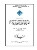 kế toán xác định và phân tích kết quả hoạt động kinh doanh tại công ty trách nhiệm hữu hạn dược phẩm hồng phát