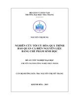 Nghiên cứu tối ưu hóa quá trình bảo quản cá biển nguyên liệu bằng chế phẩm sinh học