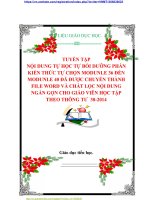 TUYỂN TẬP  NỘI DUNG TỰ HỌC TỰ BỒI DƯỠNG PHẦN KIẾN THỨC TỰ CHỌN MODUNLE 36 ĐẾN MODUNLE 40 ĐÃ ĐƯỢC CHUYỂN THÀNH FILE WORD VÀ CHẮT LỌC NỘI DUNG NGẮN GỌN CHO GIÁO VIÊN HỌC TẬP THEO THÔNG TƯ  302014