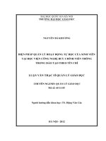 Biện pháp quản lý hoạt động tự học của sinh viên tại học viện công nghệ bưu chính viễn thông trong đào tạo theo tín chỉ 