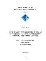 đánh giá quy trình kiểm toán khoản mục chi phí tại công ty tnhh kiểm toán mỹ  chi nhánh cần thơ