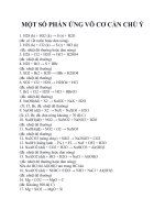 Một số phản ứng vô cơ cần chú ý