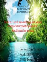 Tóm tắt phần nước trong sách Applied ecology  environmental management