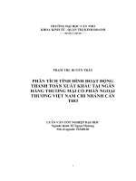 phân tích tình hình hoạt động thanh toán xuất khẩu tại ngân hàng thương mại cổ phần ngoại thương việt nam chi nhánh cần thơ