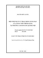 Biện pháp quản lý hoạt động giảng dạy của giảng viên thỉnh giảng tại trường đại học hòa bình 