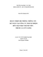 hoàn thiện hệ thống thông tin kế toán tại công ty trách nhiệm hữu hạn một thành viên thuốc lá cửu long