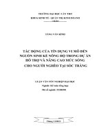tác động của tín dụng vi mô đến nguồn sinh kế nông hộ trong dự án hỗ trợ và nâng cao mức sống cho người nghèo tại sóc trăng